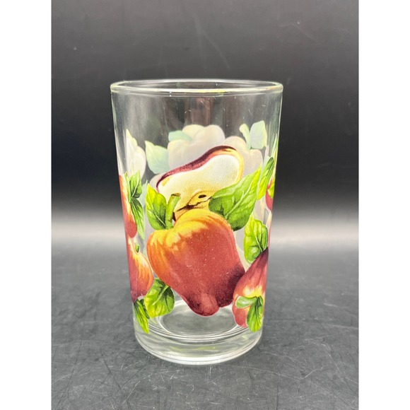 Vintage KIG‎ Glassware Set of 5 Apple Juice Glasses Fruit Design Gold Rim 8 oz - Picture 4 of 5